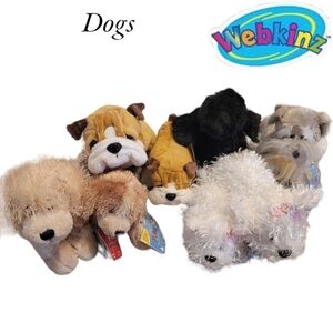 WEBKINZ Dog Plush Lot Of 8 Schnauzer Bulldog Stuffed Animals New with Code
